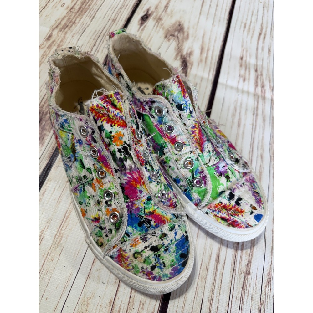 Corkey's  Womens Floral Paint Splatter Canvas Slip On Sneakers Multicolor Size 6